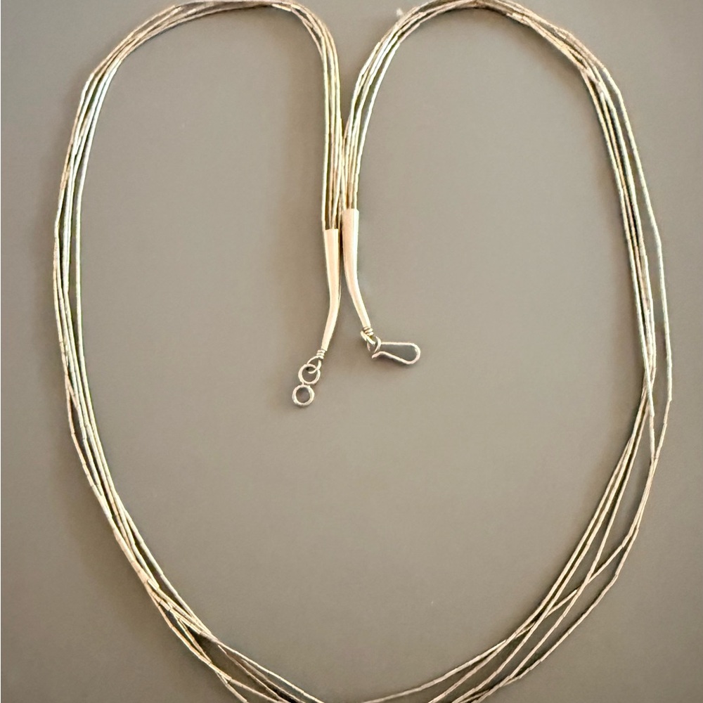 VTG Liquid Silver Sterling 5 Strand   24 Inch Necklace - Picture 5 of 5